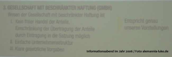 Ausgliederung der Alemannia Aachen GmbH anno 2006