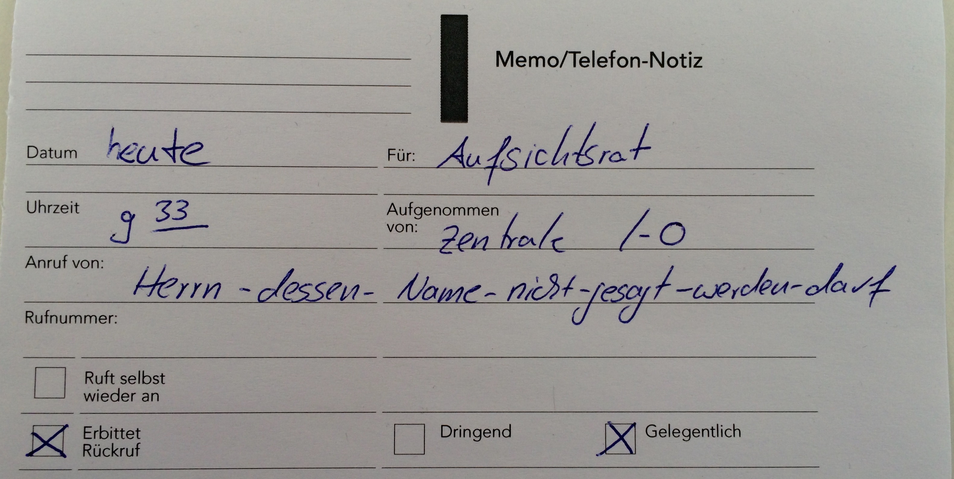 Telefonnotiz Alemannia Aachen Investor